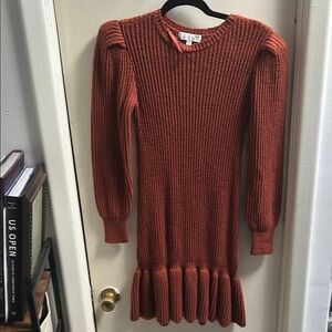 EUC Whitney Port Love Whit  Rust Knit Long Sleeve Sweater Dress- size Small
